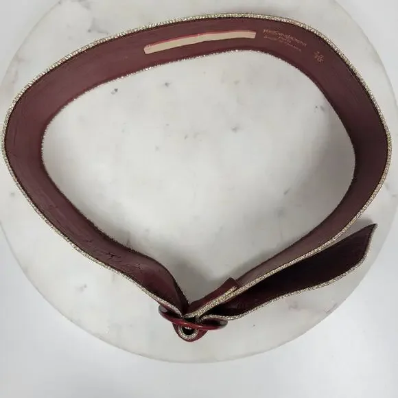 VTG Yves Saint Laurent Suede Belt 75/30 Burgundy Red 